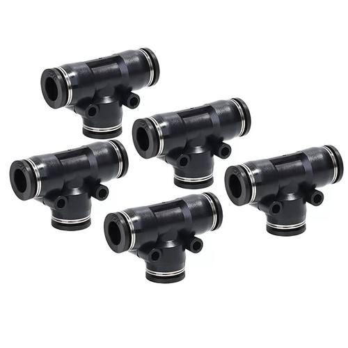 Pneumatic Tee Push Connectors Fittings Quick Release Fit 1/2" OD Air Line 5Pcs - Picture 5 of 10
