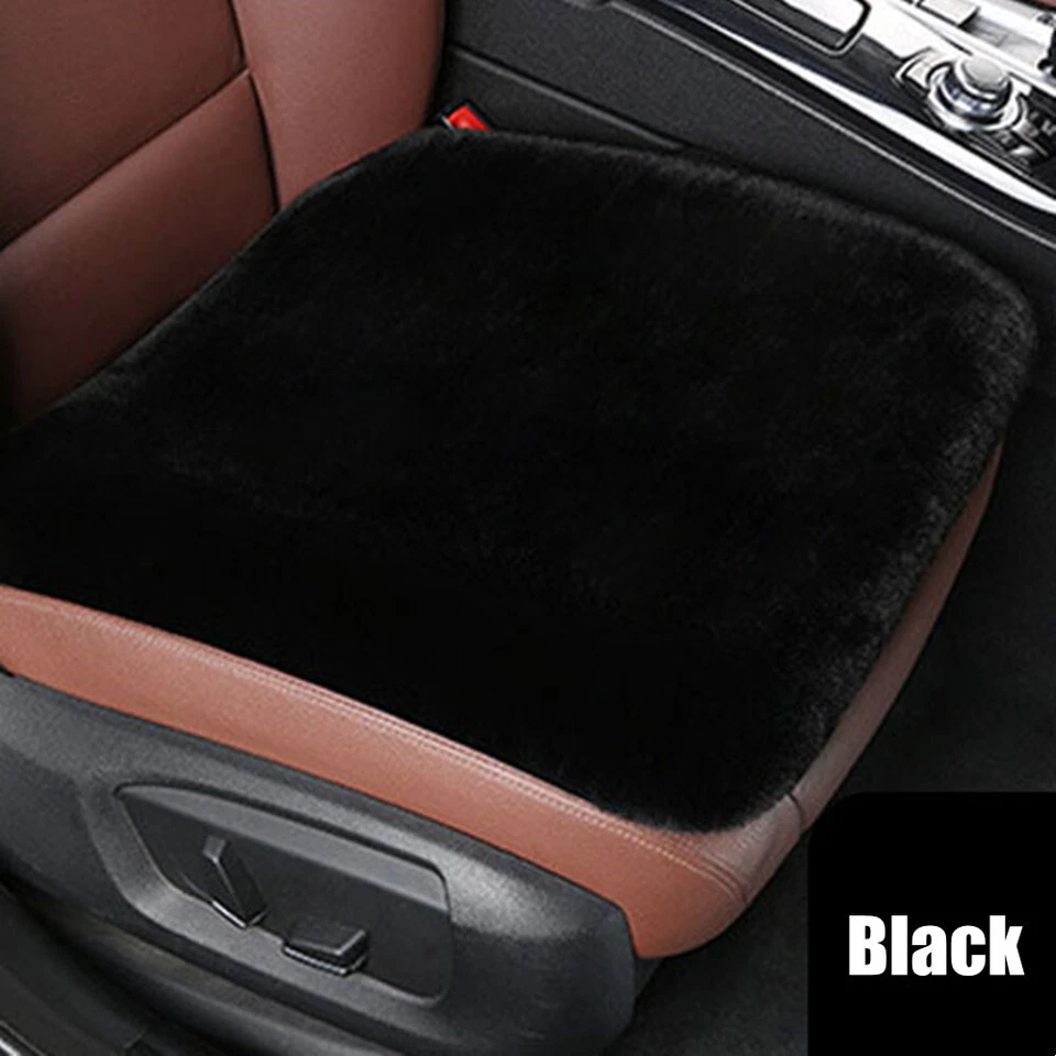 Capa de assento de carro luxo frente assento único almofada pele de carneiro tapete acessórios - Imagem 2 de 4