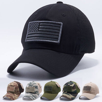 USA American Flag hat Detachable Baseball Mesh Tactical Military ...