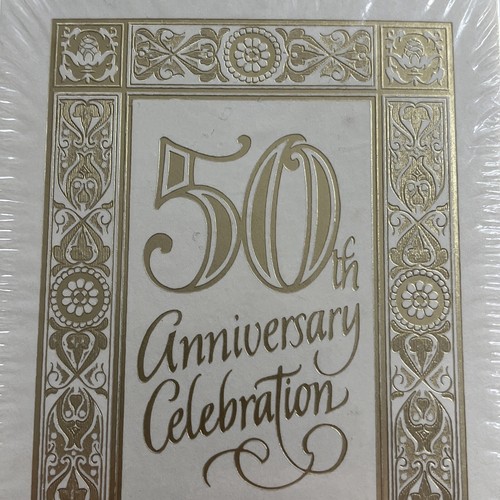 Golden Wedding 50th Anniversary Invitations Party VTG 1990s Card Gold foil pack - Picture 18 of 24