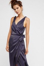FREE PEOPLE NWT Size Small Swipe Right Sheer Midi Dress Navy Blue  New