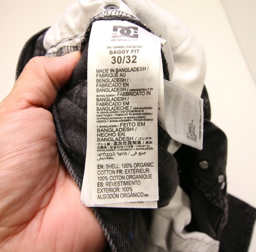 DC Worker Baggy Jeans Mens 30 Act Waist 32" Faded Black Organic Cotton - Picture 6 of 13