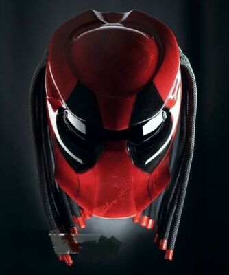 BOBBER STYLE PREDATOR HELMET CUSTOM DEADPOOL MASK ( DOT & ECE CERTIFIED )