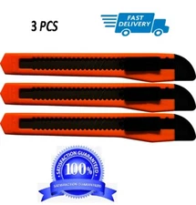 3 PCS Small Neon Orange Utility Knife Box Cutters With 9MM Snap Off Blade