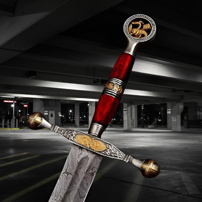 #ad #ad THE KNIGHTS TEMPLAR Crusader viking Custom Handmade Damascus Steel sword. $154.95