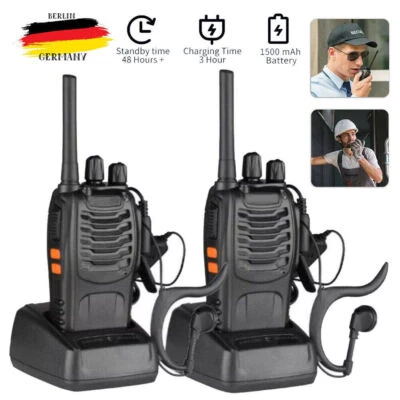 MARKENLOS 2x Baofeng BF-888S Walkie Talkie Handfunkgerät mit Headset UHF Sprechfunkgeräte