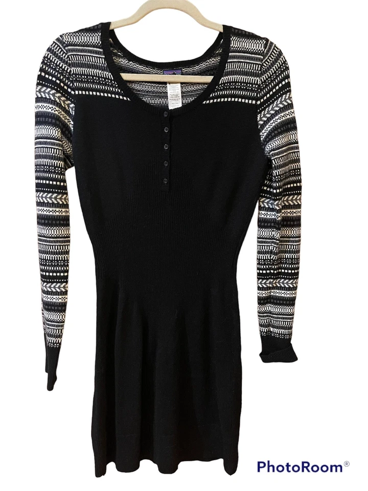 PATAGONIA Women's 'RIOS SECRET' Lambswool Sweater Dress Black Size Medium Foto 2 de 4