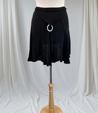 Black Mini Skirt Ruffle Belt Accent Y2K Glam Whimsy Goth Fairy Rave Punk Small