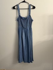 Miami For Francesca’s Chambray Smocked Tie Dress Size S