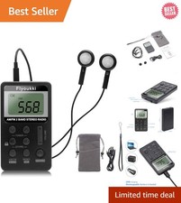Compact Rechargeable Mini AM/FM Radio with Earphones   Perfect for Outdoors