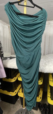 Pretty Little Thing Slinky Ruched Longline Dress Green Sz 12