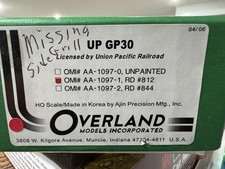 Overland Models HO Union Pacific GP30 Brass Diesel Locomotive Painted Yellow