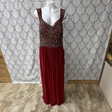 Morilee Madeline Gardner Ruby Beaded Chiffon Gown Sleeveless Size 18 42123 Lot#4