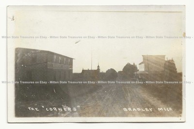 Street, Harness Blankets, Bradley, Michigan; Wayland history photo postcard RPPC