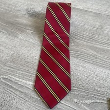 Brooks Brothers Makers Necktie Red Gold Striped Pure Silk Made In USA