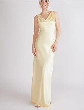 SIX STORIES MYAH Cowl Front Satin Bridesmaid Dress Butter Lemon Sz 8