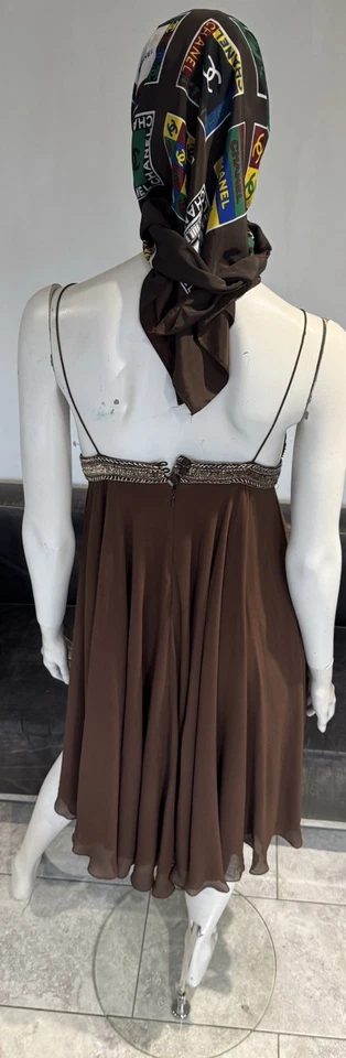 Matthew Williamson Brown Silk dres collecters UK 10  With Ethnic Embellishment - Image 2 of 4