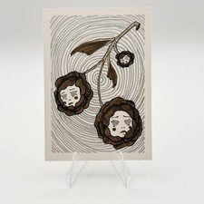 “Ellie, Nellie, & Kellie” - ACEO - OOAK Floral Ladies Ink And Silver Drawing