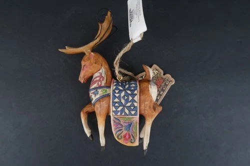 Jim Shore Heartwood Creek 117713 Reindeer BLUE Blanket Christmas Ornament NEW
