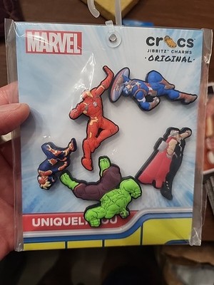 Crocs Jibbitz The Avengers Marvel Shoe Charms 5-Pack NIB Thor Hulk Iron Man