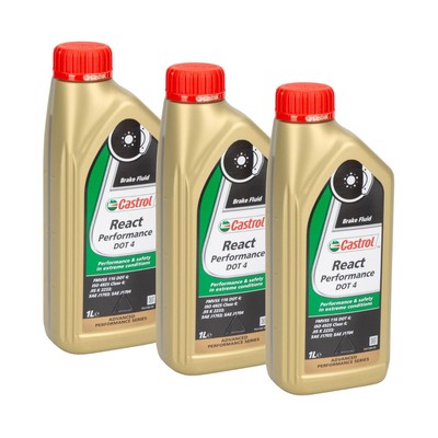 3L CASTROL REACT PERFORMANCE DOT 4 Brake Fluid Bremsflüssigkeit ISO 4925 Class 4