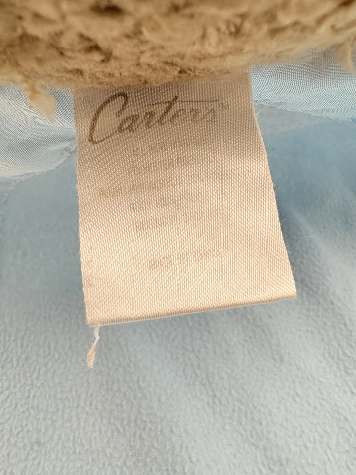 Manta de seguridad Carters Blue Bear Lovey corazón satinado felpa polar arco vintage Foto 3 de 4