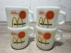 4 VTG Milk Glass McDonald's Coffee Cup Mug Anchor Hocking Fire King Good Morning