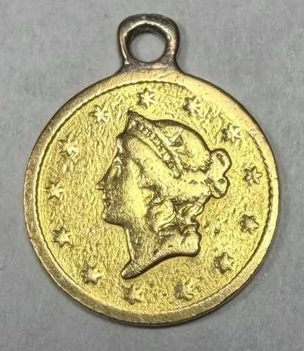 1851 LIBERTY HEAD GOLD $1 ONE DOLLAR COIN EX-JEWELRY PENDANT 1.61g
