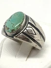 Vintage Carol Felley Turquoise Ring Sterling Silver Turquoise Ring Size 10.75
