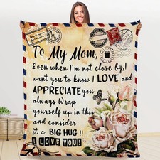 To My Mom Blanket Christmas Birthday Gifts for Mom from Daughter Son, Personaliz