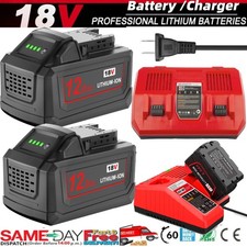 PACK 12Ah For Milwaukee For M18 Battery Lithium 48-11-1860 48-11-1812/ Charger