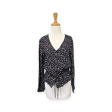 Rails Beaux Mariposa Top Size S Small Black Blouse Butterfly Print