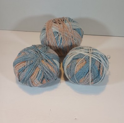 8 Ounces Mystery Yarn Fingering Sock Cotton Blue Tan Grey Stretch