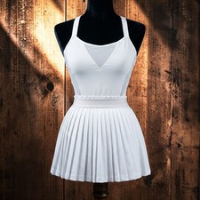 XS Adidas by Stella McCartney V12746 White Pleated Racerback Tennis Dress
