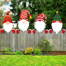 4 Pcs Christmas Fence Peeker Decoration Garden Yard Decorations Xmas Outdoor Gar