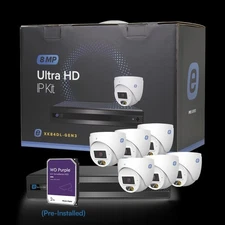 Epcom IP Camera Kit NVR 8 Ch 6 Turret Cameras Color 24/7 2TB HDD CCTV Security