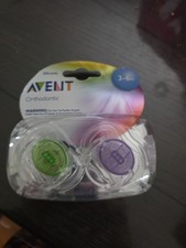 Philips AVENT 2 pc Silicone Orthodonitic Pacifier 3-6 months Green  Purpl NIP