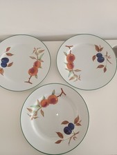 Royal Worcester Evesham Vale Side Plates X 4 Green Rim used condition 20.5cm dia