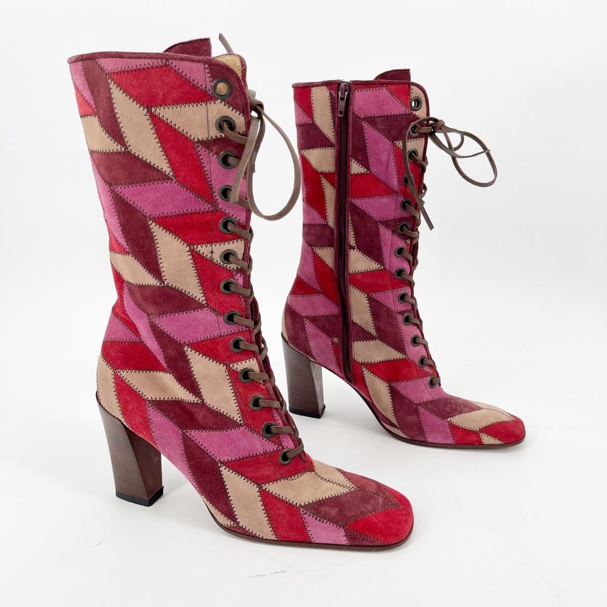 Rare Vintage Miu Miu Multicolor Patchwork Mid-Calf Square