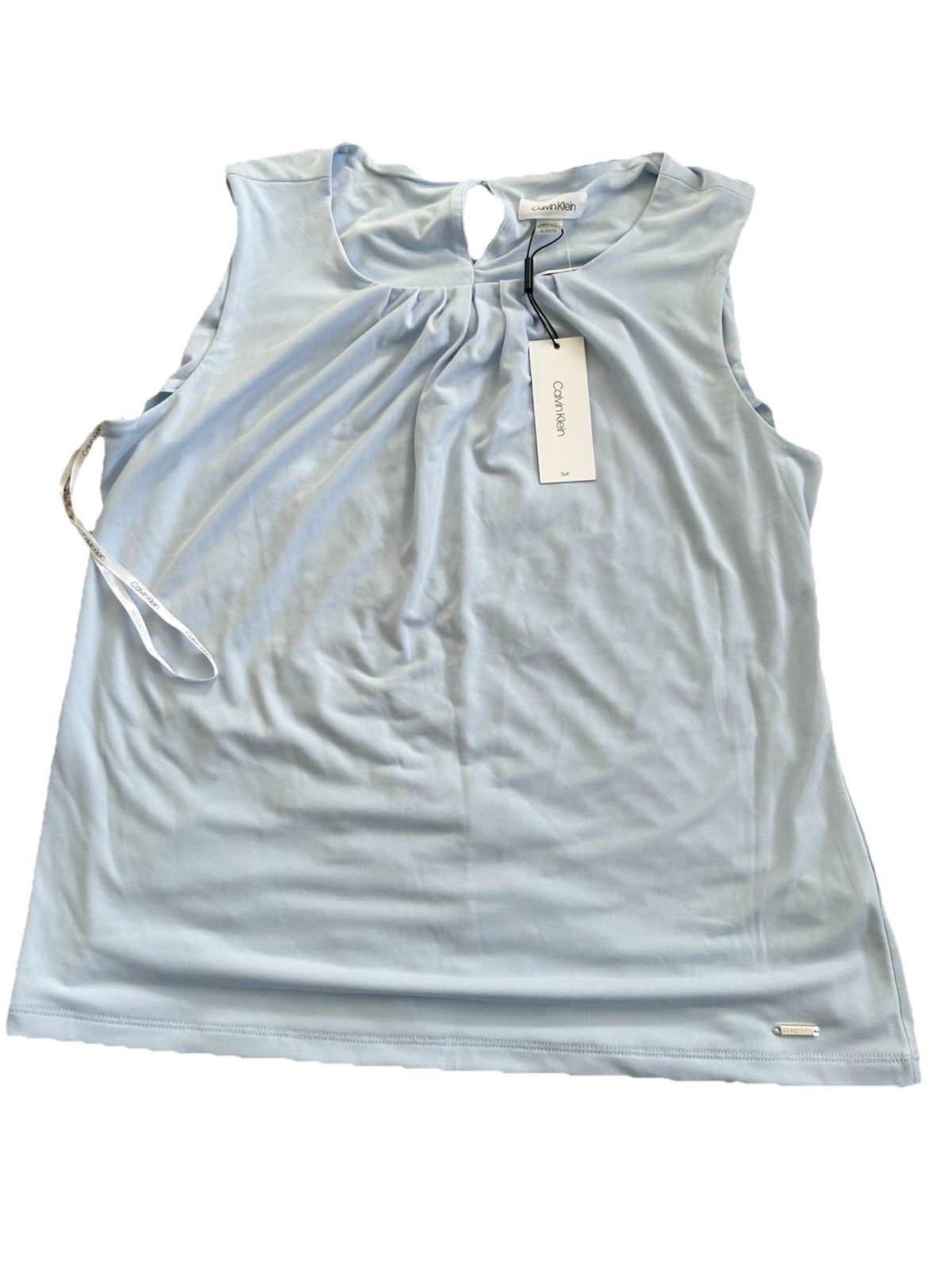 Calvin Klein Women's Top Blouse Size XL Light Blue Sleeveless New with Tags NWT
