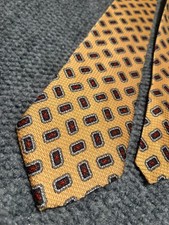 Brooks Brothers Makers Silk Yellow Navy Floral Medallion Made In USA Tie