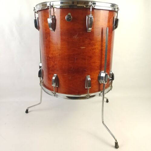 Ludwig 16x16"Mahogany Stain Floor Tom Drum Blue/Olive Vintage 70s 6Ply Maple USA - Picture 6 of 15