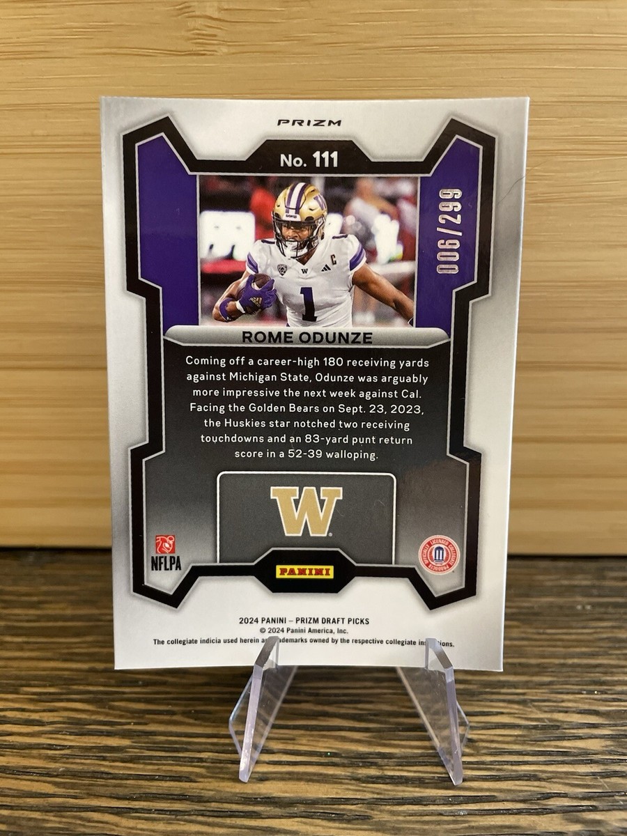 2024 Prizm Draft Picks Rome Odunze RED /299 ROOKIE #111 Huskies RC