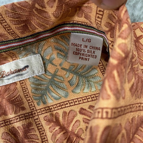 Tommy Bahama Hemd orange geometrisch Blumen Knopfleiste Hawaii Seide Herren Large - Bild 3 von 7