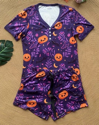 Shirley & Stone lila Kürbis kurz mit Kurzarm Pyjama Set Größe 2xl - Bild 1 von 4