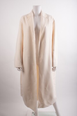 Zara Womens A/W 2022 Ivory Wool Coat Mid Length Open front US M L