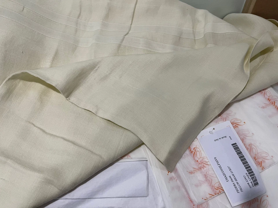 Pratesi Italia NUEVO CON ETIQUETAS 1 pieza King Sham 100 % lino beige italiano Foto 3 de 4