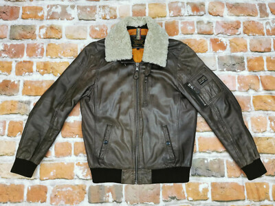 Redskins A2 Pilot Flight Leather Bomber Jacket Fur Collar Brown L - Used