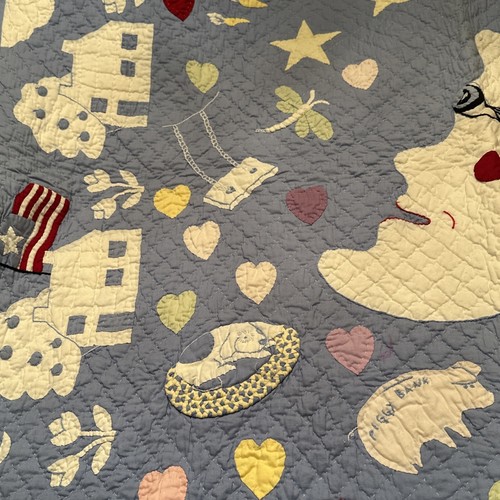 Judi Boisson Crib quilt Mr. Moon New 2001 In Cornflower 43” X 55” - Picture 5 of 13