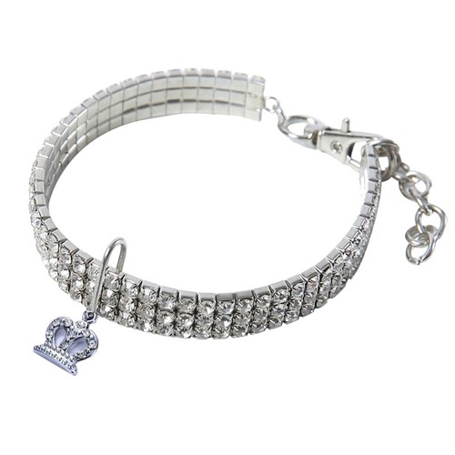 Luxus Strass Diamant Nieten Hund Katze Haustier Halsband mit Krone Anhänger verstellbar - Bild 8 von 10